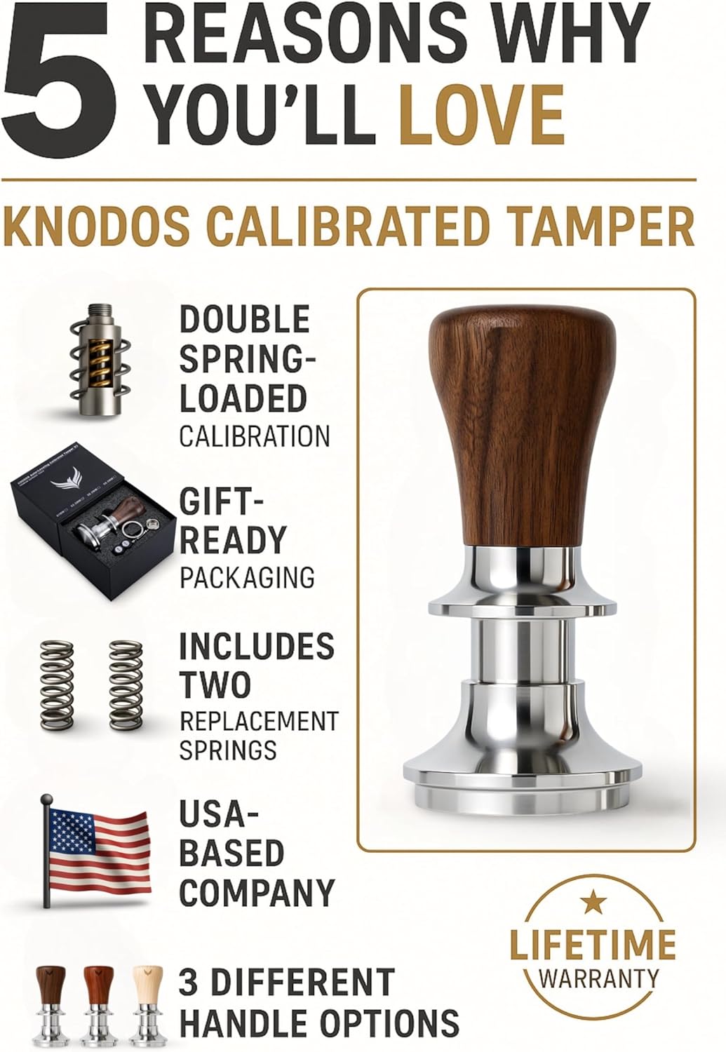51mm Tamper Calibrated,Auto-Leveling and 30lb Spring Loaded Design Stainless Steel 51 mm Coffee Tamper with Replacement Springs