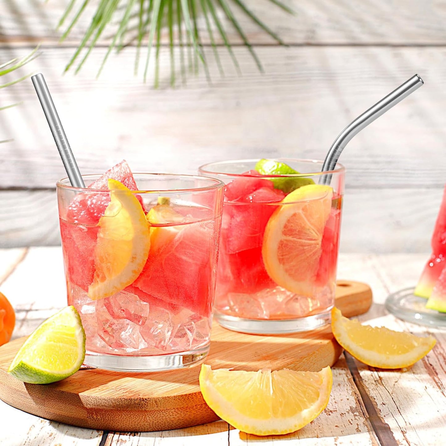 [10 Pcs] 6 Inch Metal Drinking Straws - 0.24" Diameter 304 Stainless Steel Straw for Cocktail Coffee Margaret, 5 Bent 5 Straight Reusable Short Straws for Kitchen,Home Bar,Party