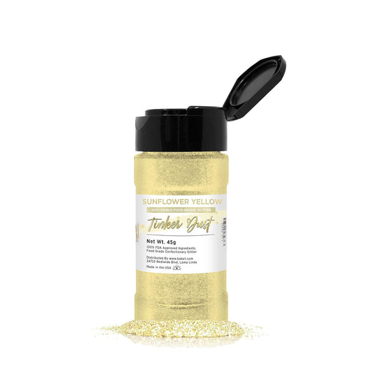 Bakell - Tinker Dust Sunflower Yellow Edible Glitter for Cakes, Cupcakes, Cake Pop and Beverages, 1x 45g Jar
