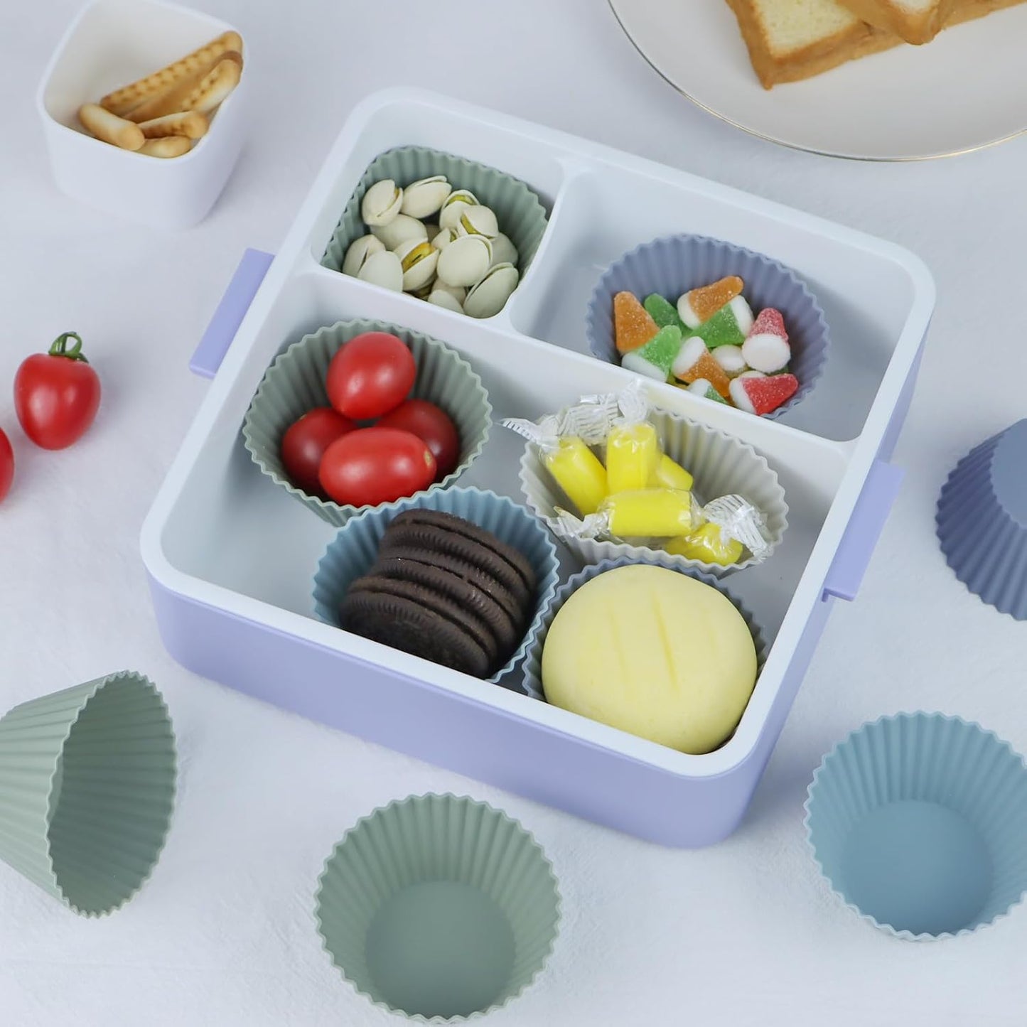 Silicone Baking Muffin Cups 12 Pack, Reusable Cupcake Liners Cake Molds, BPA Free, Dishwasher Safe(Grey Series, Regular Size)