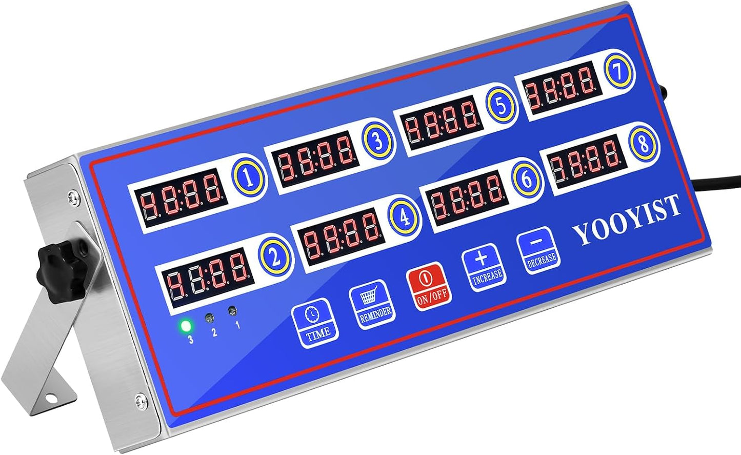 Kitchen Timers for Cooking – 8 Channel Commercial Kitchen Timer Restaurant Kitchen Supplies – Stainless Steel LED Technology Kitchen Timer Digital – Reminder Function, Loud Alarm, Blue