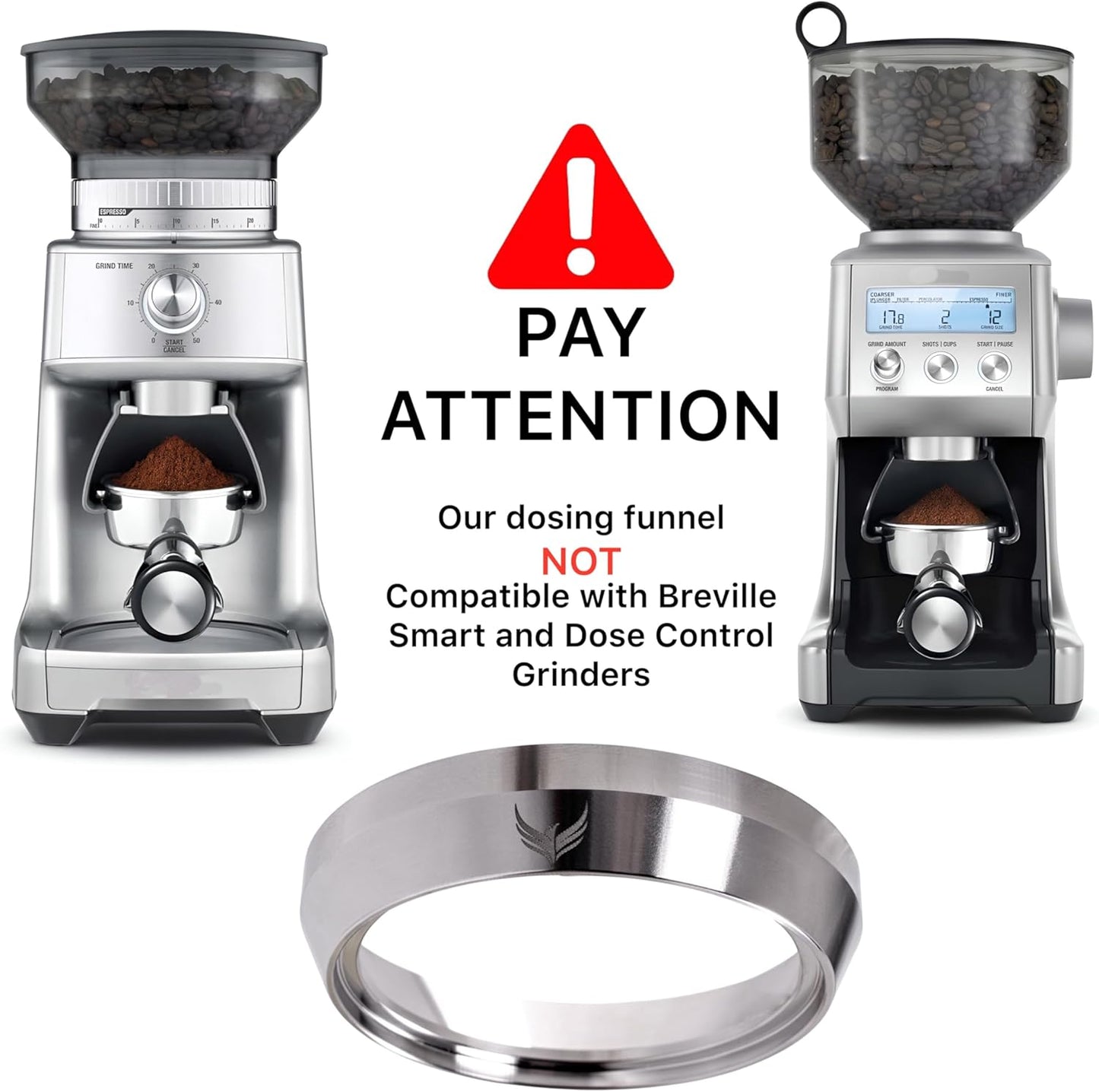 54mm Espresso Dosing Funnel and Puck Screen Set Magnetic Coffee Dosing Ring And Filter for Portafilters Compatible with 54 mm Breville Portafilter Basket Premium Espresso Machine Accessories