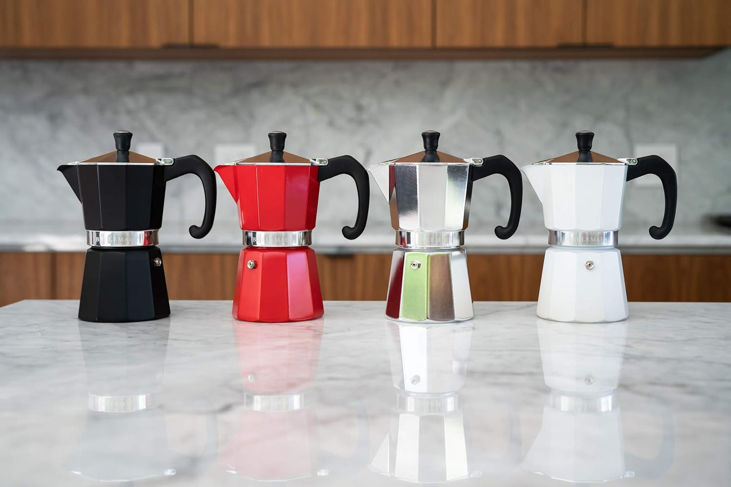 Bellemain Stovetop Espresso Maker Moka Pot (White, 3 Cup)