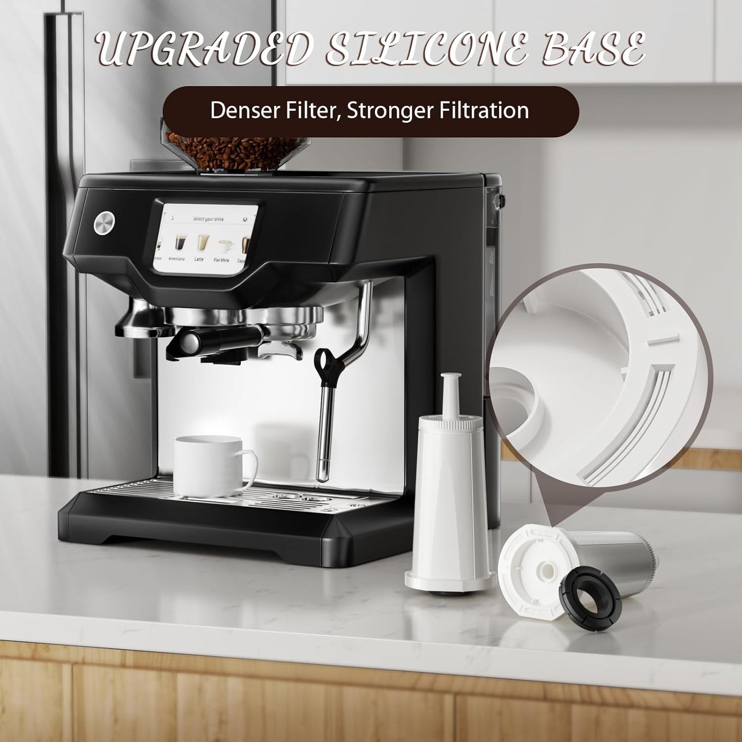 4 Pack Replacement Water Filter for Breville Espresso Machine Barista Touch Bes880, Oracle Touch BES990, Barista Pro BES878, Oracle BES980, Dual Boiler BES920 Bambino ClaroSwiss Sage (4)