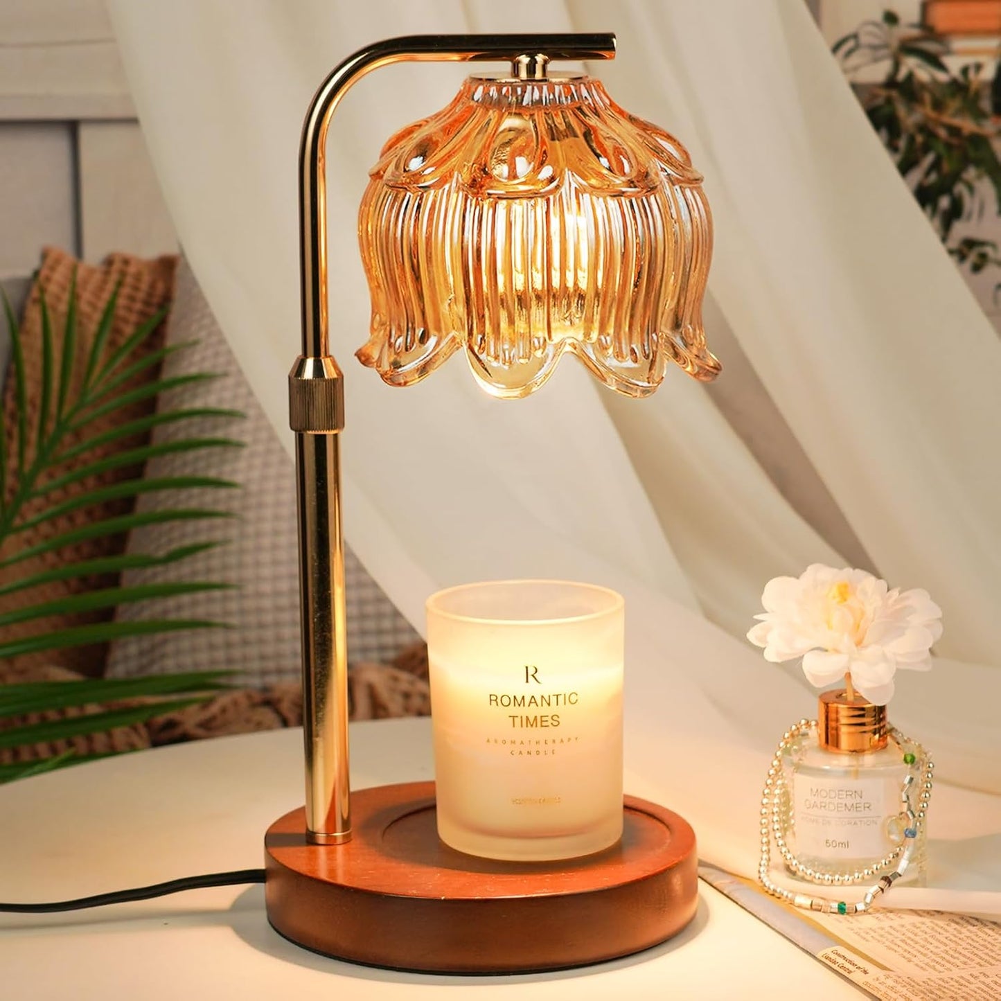 Candle Warmer Lamp with Timer, Christmas Birthday Gifts for Women Mom, House Warming New Home Room Decor, Height AdjustableCandle Heater Lamps for Jar Scented Candles with 2 Bulbs