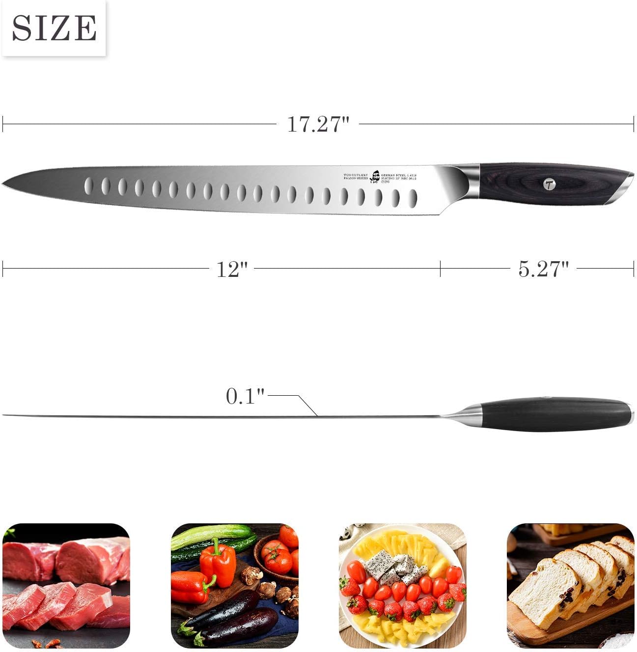 TUO Turkey Brisket Knife, 12 Inch Slicing Knife, High Carbon 1.4116 German Steel, Ergonomic Pakkawood Handle with Gift Packaging - Falcon Series