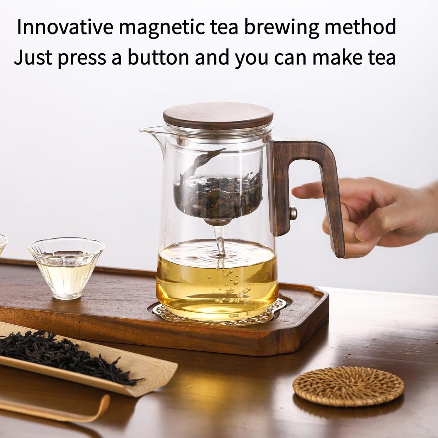 Enchanti Tea Pot, Magic Witchcraft Glass Tea Steepr, Detachable Loose Tea Glass Tea Infuser, Suitable for Black Tea,Ideal Gift forTea Lovers, 20 Ounces (about 600 ml)
