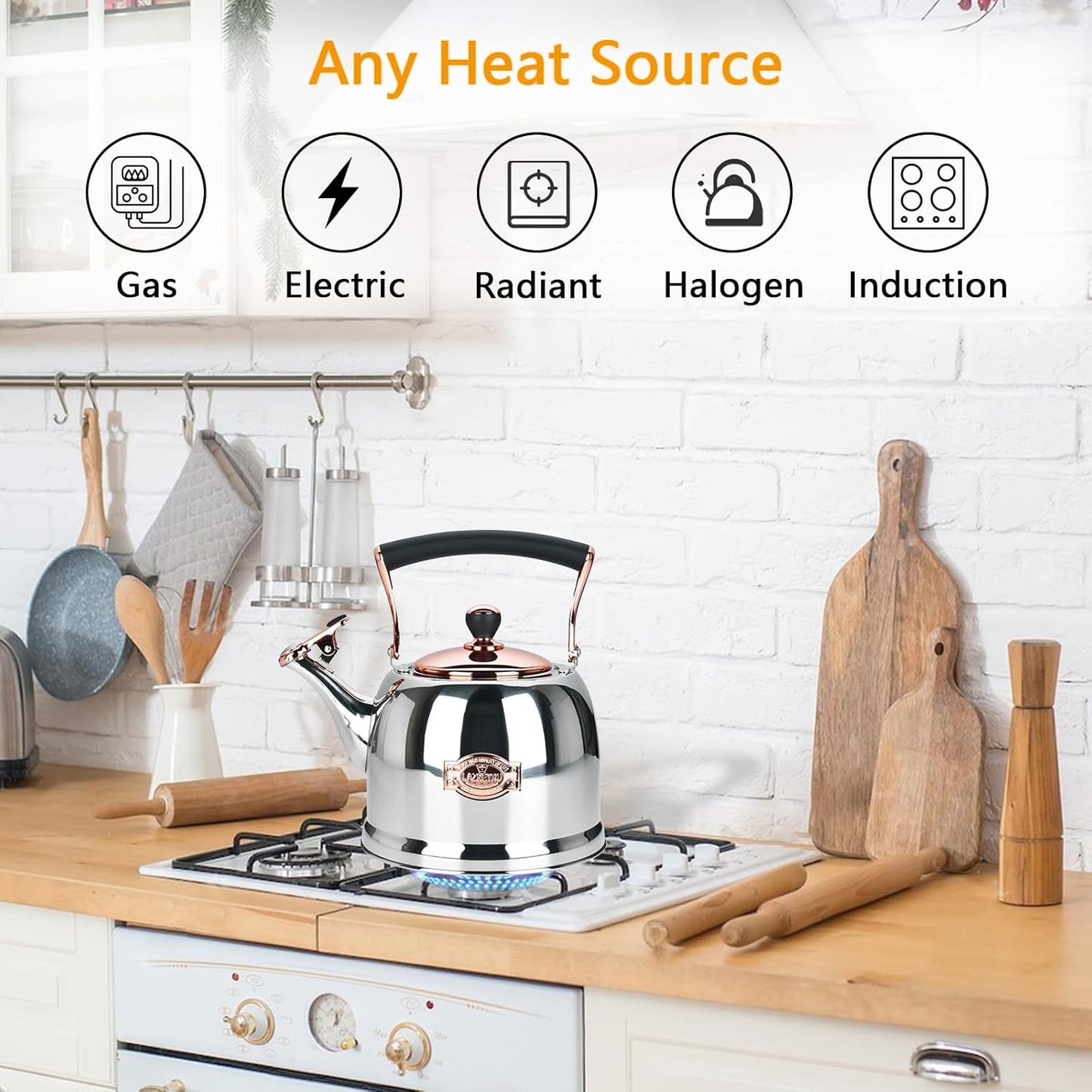 Tea Kettle Stainless Steel Teapot, Stainless Steel Teakettle for Stove Top with Heat Proof Ergonomic Handle 3.0 Quart