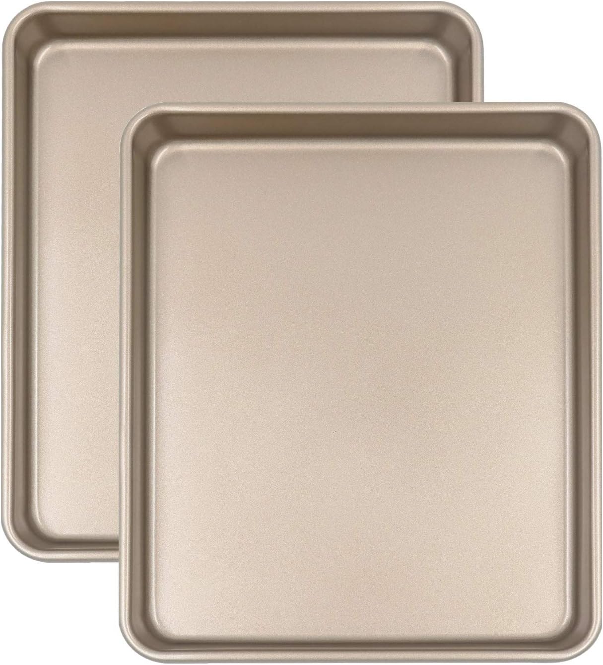 Toaster Oven Pans Set of 2, Shinsin 11-Inch Nonstick Baking Sheet Pans and Trays, 1/8 Thicker Replacement Small Baking Tray Accessories for Cookie, Non Toxic and Easy Clean and Diswasher Safe, Gold