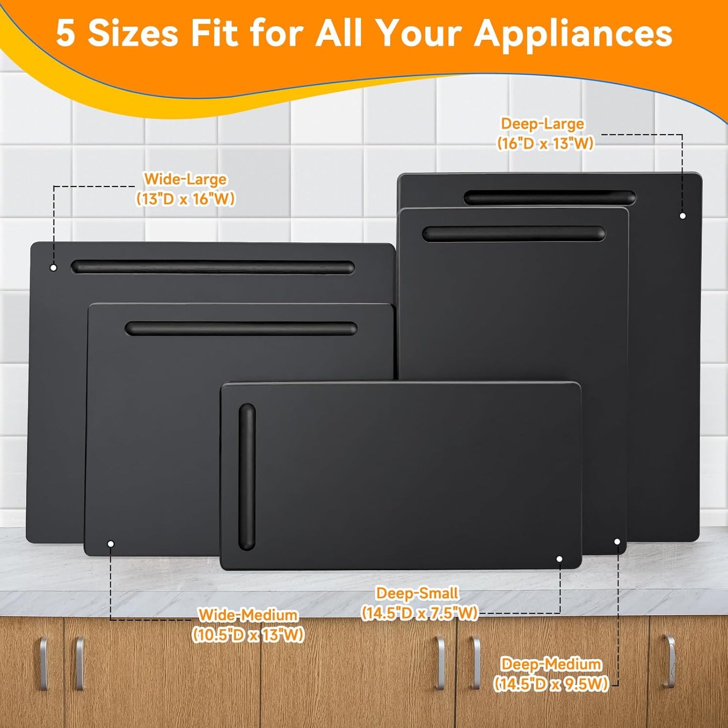 Wood Appliance Sliders with 360' Wheels, Sliding Tray for Coffee Maker & Heavy Kitchen Appliances,Countertop Appliance slider for Kitchen Appliance, Premium Wood Rolling Tray,No Assemble (Wide-Large)