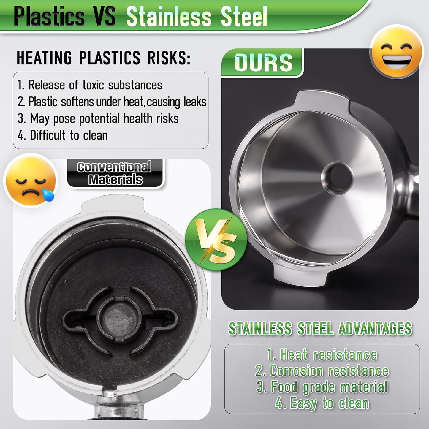 51mm 2 Ear Portafilter for DeLonghi EC200/EC221/EC330/EC152/EC0310- Stainless Steel Handle with Precision Basket and Siam Rosewood Grip