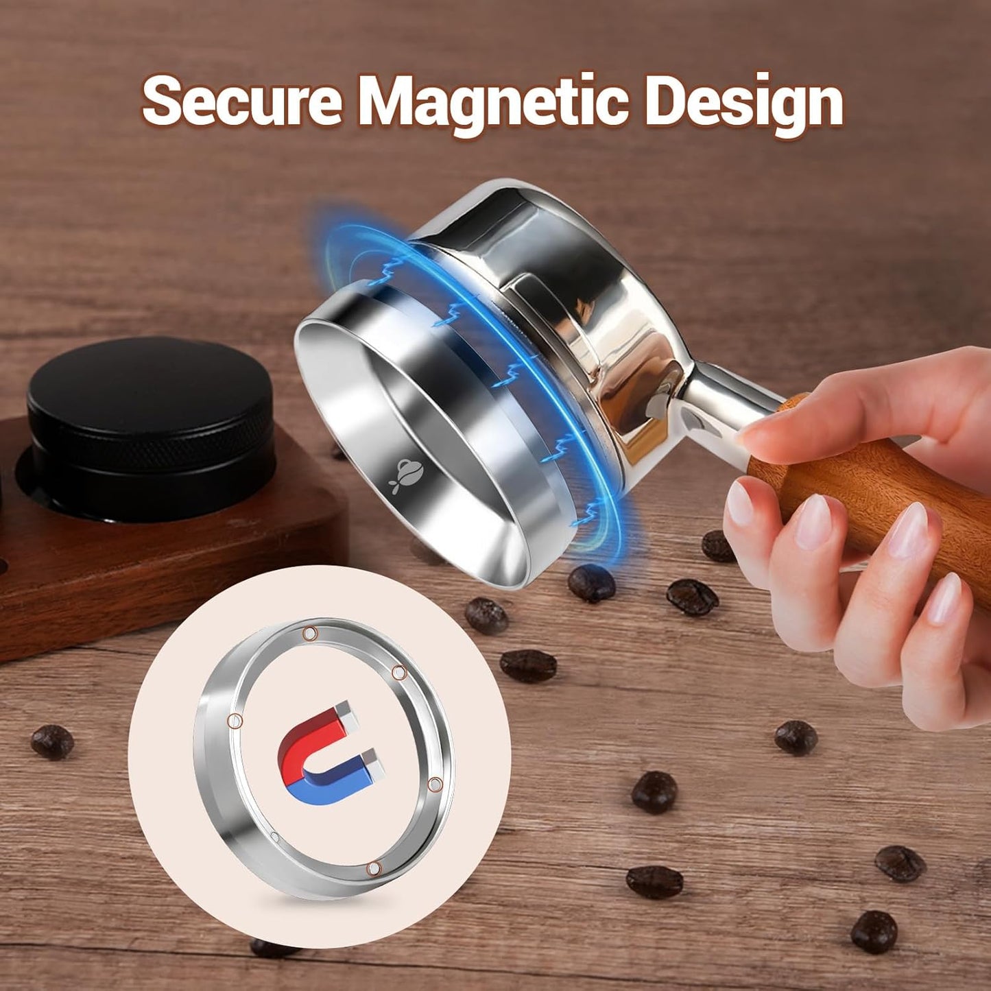 58mm Espresso Dosing Funnel, 304 Stainless Steel Coffee Dosing Ring, Portafilter Funnel with 6 Magnetic, Barista Tools Compatible with Breville 58mm Portafilter