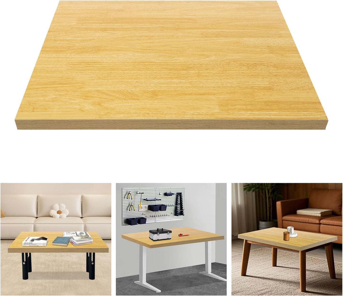 Butcher Block Countertop | 30x24in Wood Board Countertop | DIY Washer Dryer/Island/Kitchen Counter-top | countertop Cutting Board | 1102lbs Load Capacity | Wood Color | NO Base Legs, 1.38in Thick