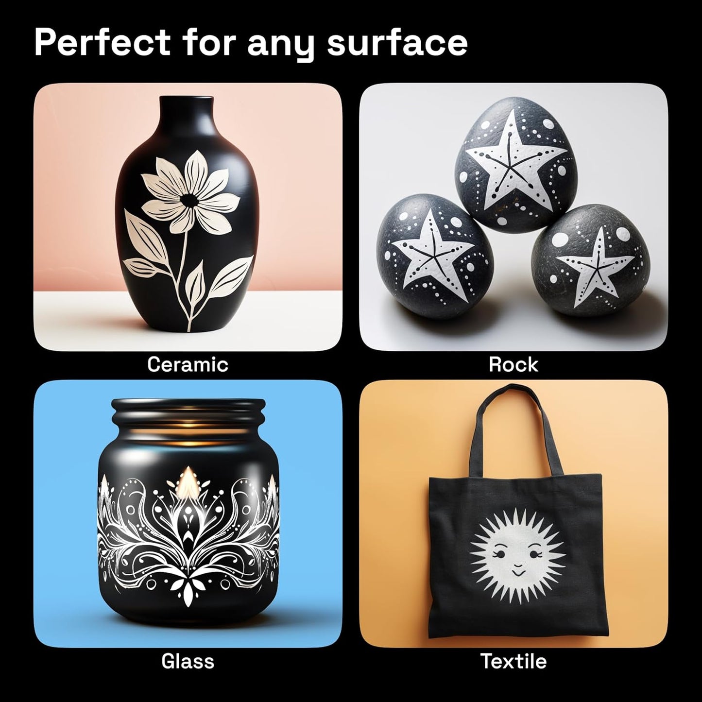 ARTISTRO 5 White Acrylic Paint Pens, Acrylic Paint Markers Different Tip, Fabric Markers for Textile, Canvas, Rock, Glass, Wood, Paper, DYI, Pens for Kids and Adults