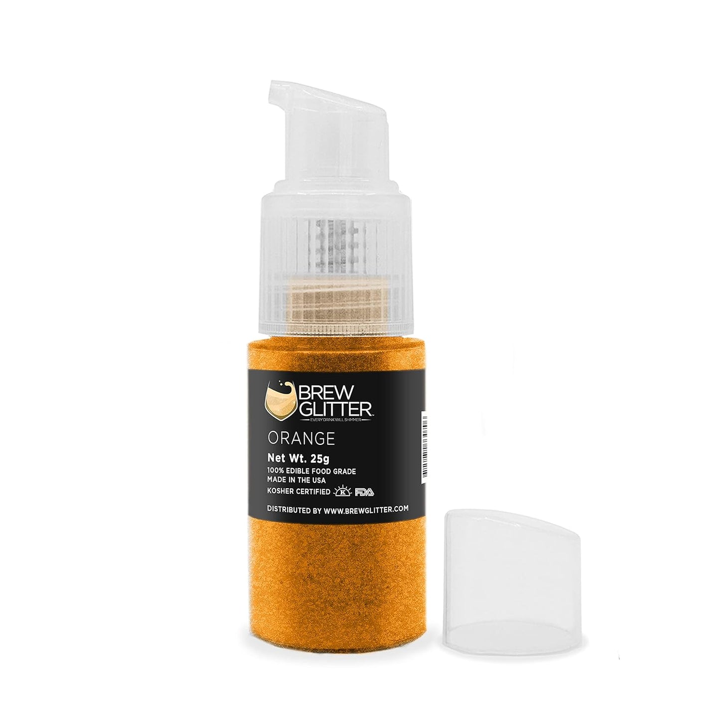 Orange BREW GLITTER Edible Glitter For Drinks, Cocktails, Beer, Garnish Glitter & Beverages | KOSHER & HALAL Certified | 100% Edible & Food Grade | Vegan, Gluten, Nut Free (25g Spray Pump, Orange)