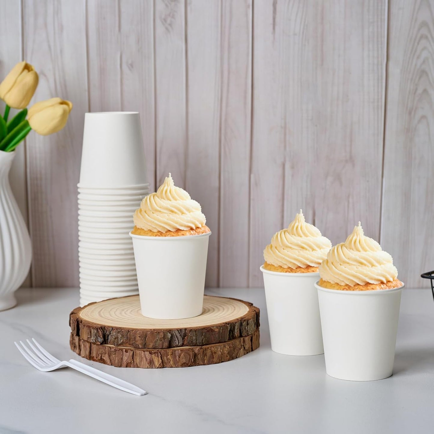 LITOPAK 300 Count 6 oz Paper Cups, Disposable White Paper Coffee Cups, Hot Beverage Drinking Cup for Coffee, Water, Juice, and Espresso