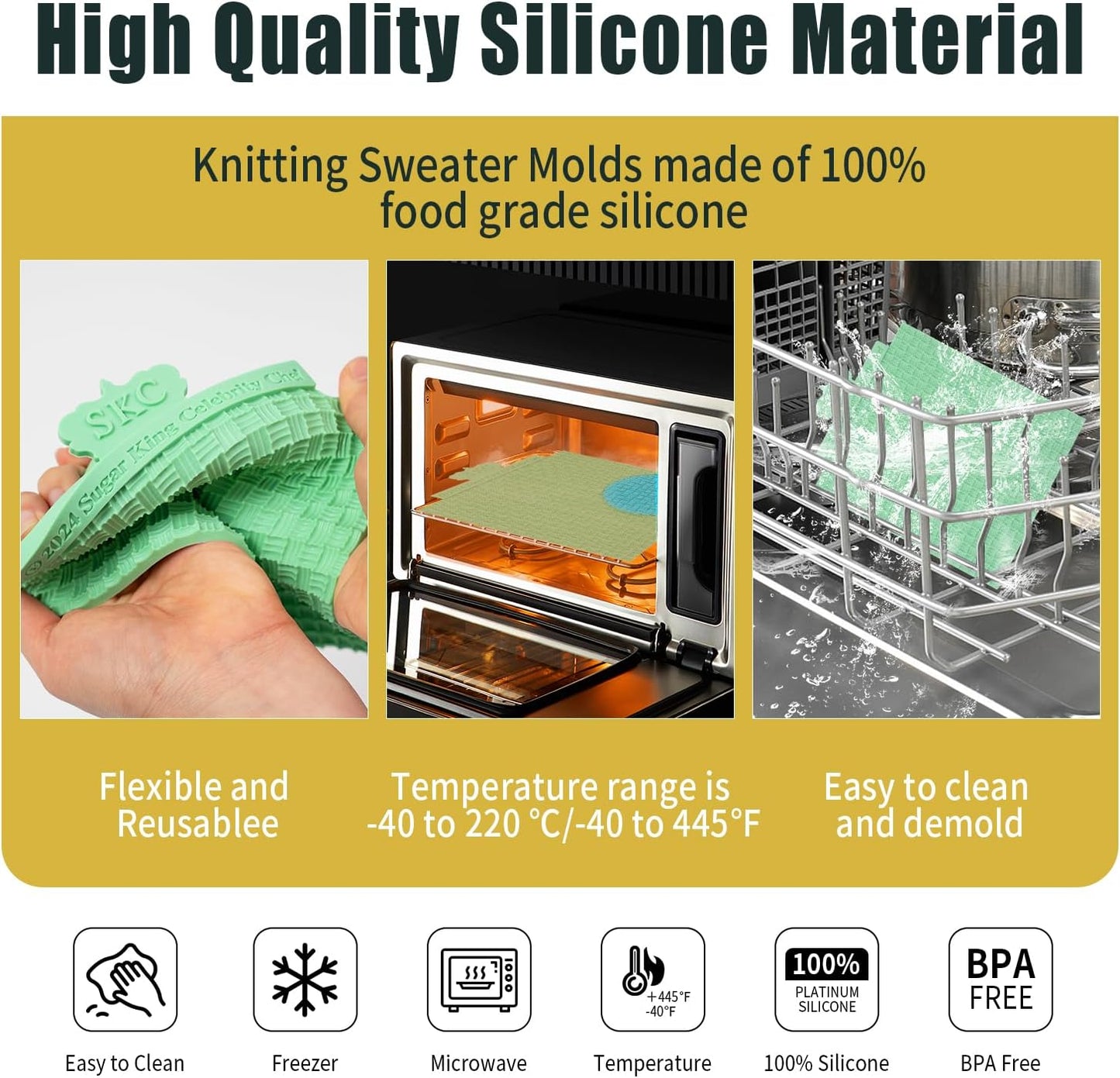 KALAIEN Sweater Texture Fondant Impression Mats Knit Fondant Embosser Texture Mats for Clay Cake Decorating Molds 1Pcs(Style 3)