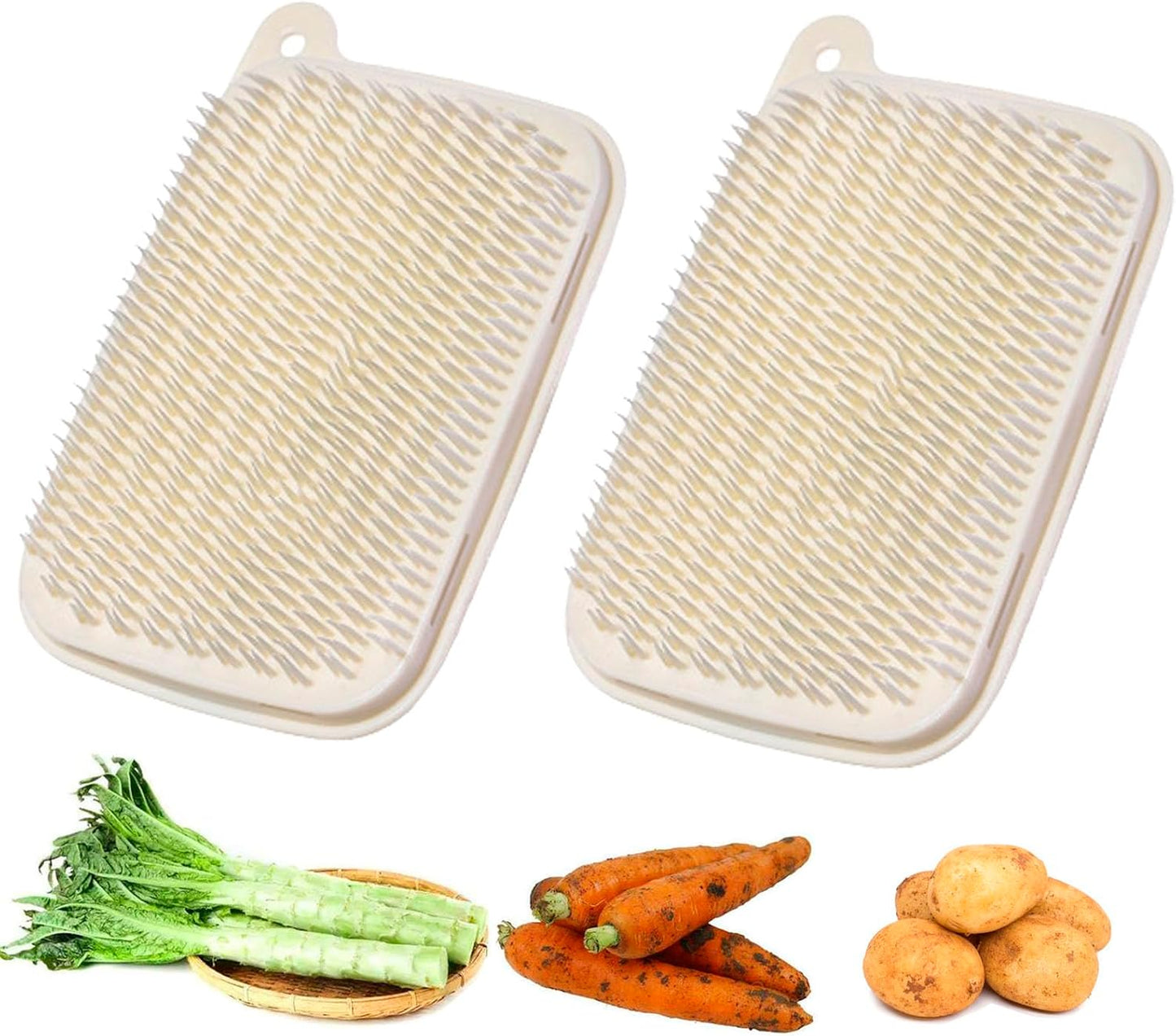 Vegetable Brush, 2 PCS Vegetable Brush Scrubber for Fruits, Potato Scrubber Potato Brush, Soft Bristle Brush for Potato/Carrots/Lotus Root