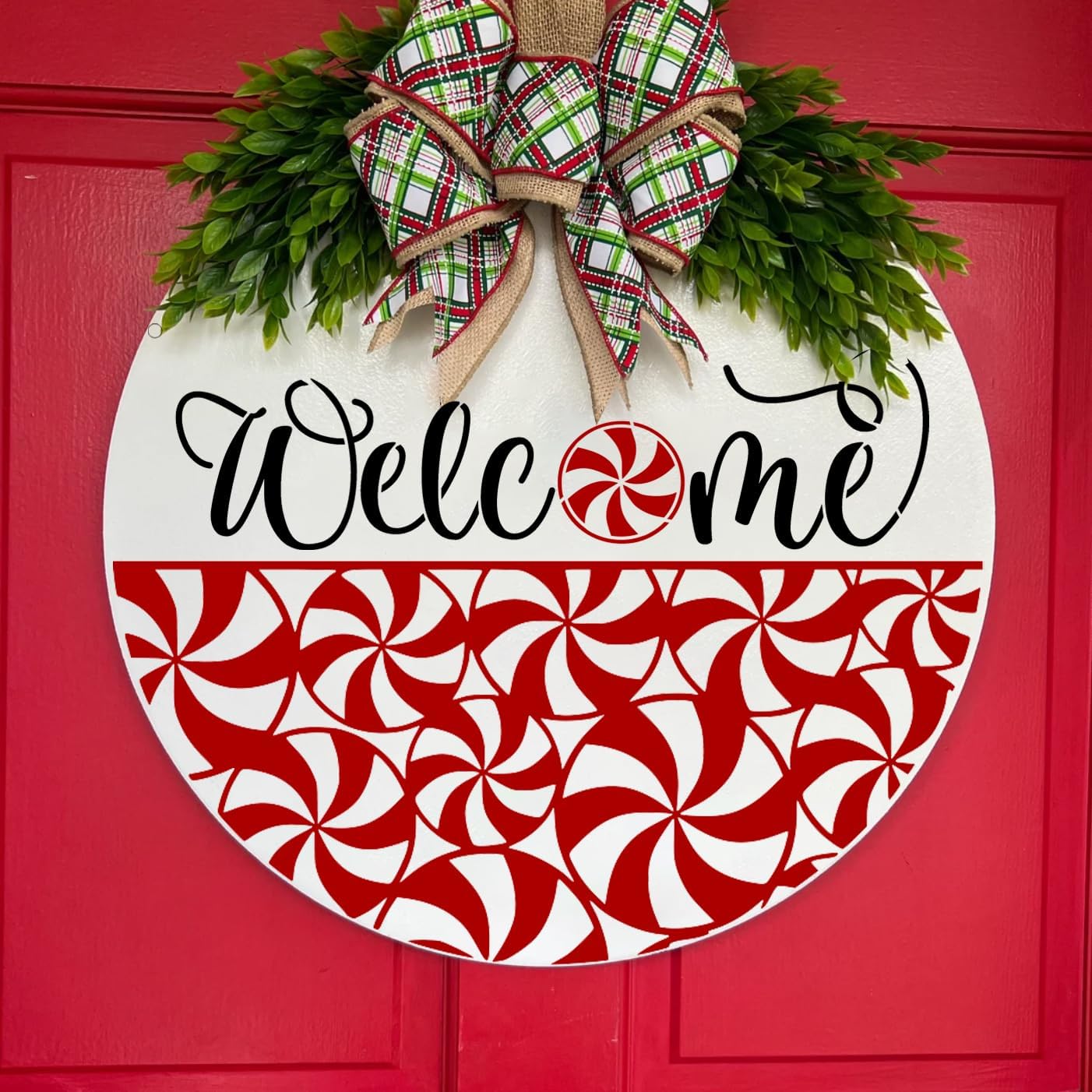 Christmas Stencils for Painting on Wood 12” Christmas Stencils for Crafts Reusable Holiday Doormat Stencil for Porch Hanger Fabrics Decor(Xmas Half RD Stencil 05/18P)