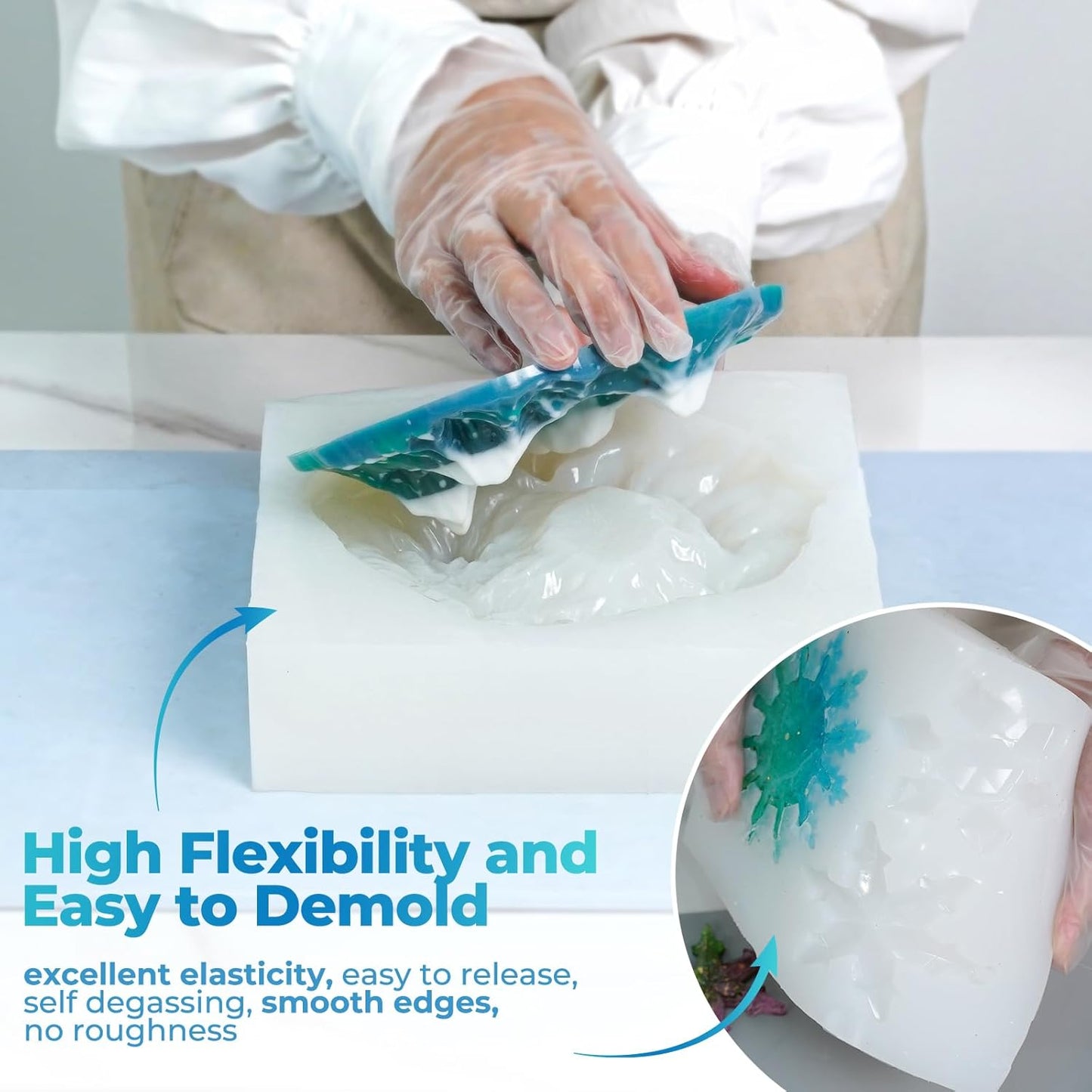 LET'S RESIN Silicone Mold Making Kit Liquid Silicone Rubber 140oz/1 Gallon Translucent Clear Mold Making Silicone-Mixing Ratio 1:1-Molding Silicone for Resin Molds,Silicone Molds Maker DIY Making