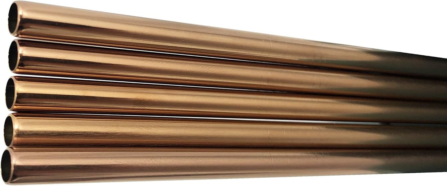 10 Pcs Stainless Steel Straws, Reusable Drinking Straws, Straight Metal Straw Sets with 2 Pcs Cleaning Brushes (10.5 Inch, Rose Gold)