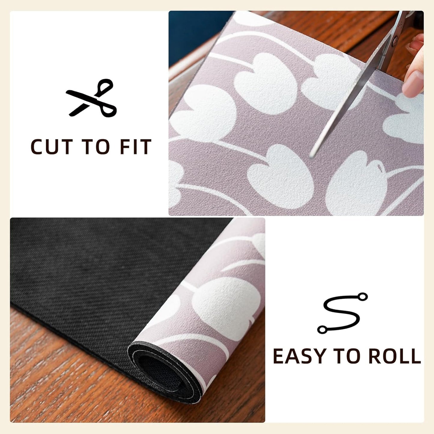 Dish Drying Mat Absorbent Coffee Mat Rubber Backed Soft Silicone Kitchen Counter Mats for Home Kitchen Bathroom Coffee Bar (Tulip, 16 x 24 Inches)