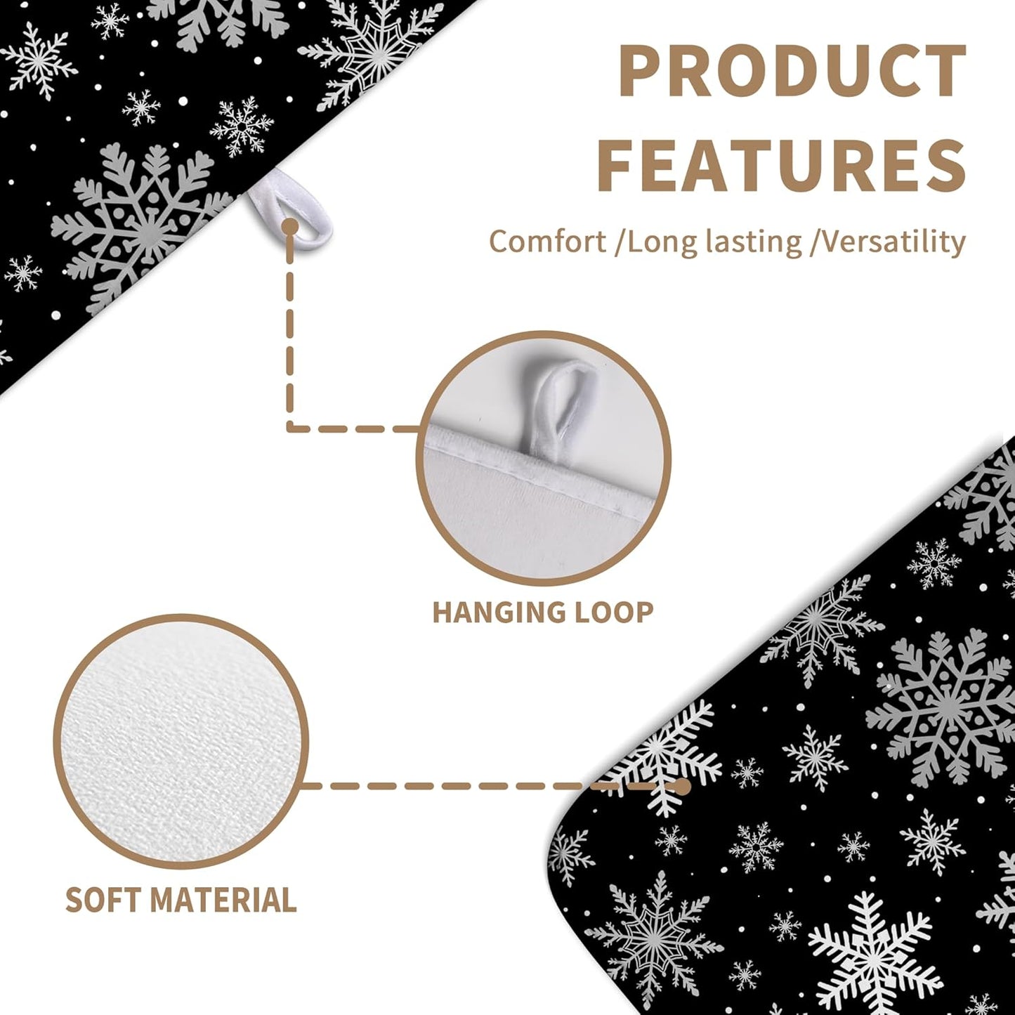 Winter Snowflake Black Dish Drying Mat Christma Snowflakes Large Kitchen Mats Dish Drying Pad Absorbent Dish Dryer Mat for Kitchen Countertops Microfiber Drainer Pad Dish Drying Mats (18x24 in)