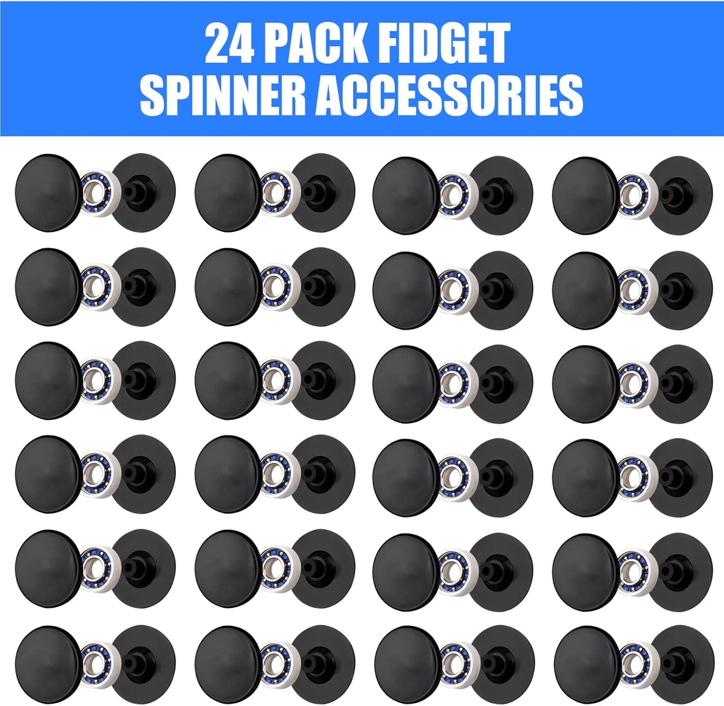 NiArt Fidget Spinner Toy DIY Bearing with Caps Set 24-Pack, MR137 0.5" Single-Sealed Chrome Steel Bearing Balls Replacement High Speed 13mmx7mmx4mm Epoxy Resin Casting Craft Skateboard Stress Reliever