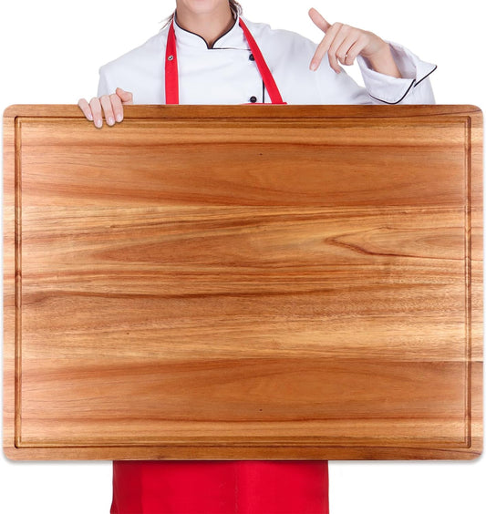 20" XL Extra Large Wooden Cutting Boards for Kitchen Charcuterie Boards Hardwood Solid Chopping Board Big Acacia Wood Cutting Board Meat Serving Cheese Board Thick Butcher Block Turkey Carving Board