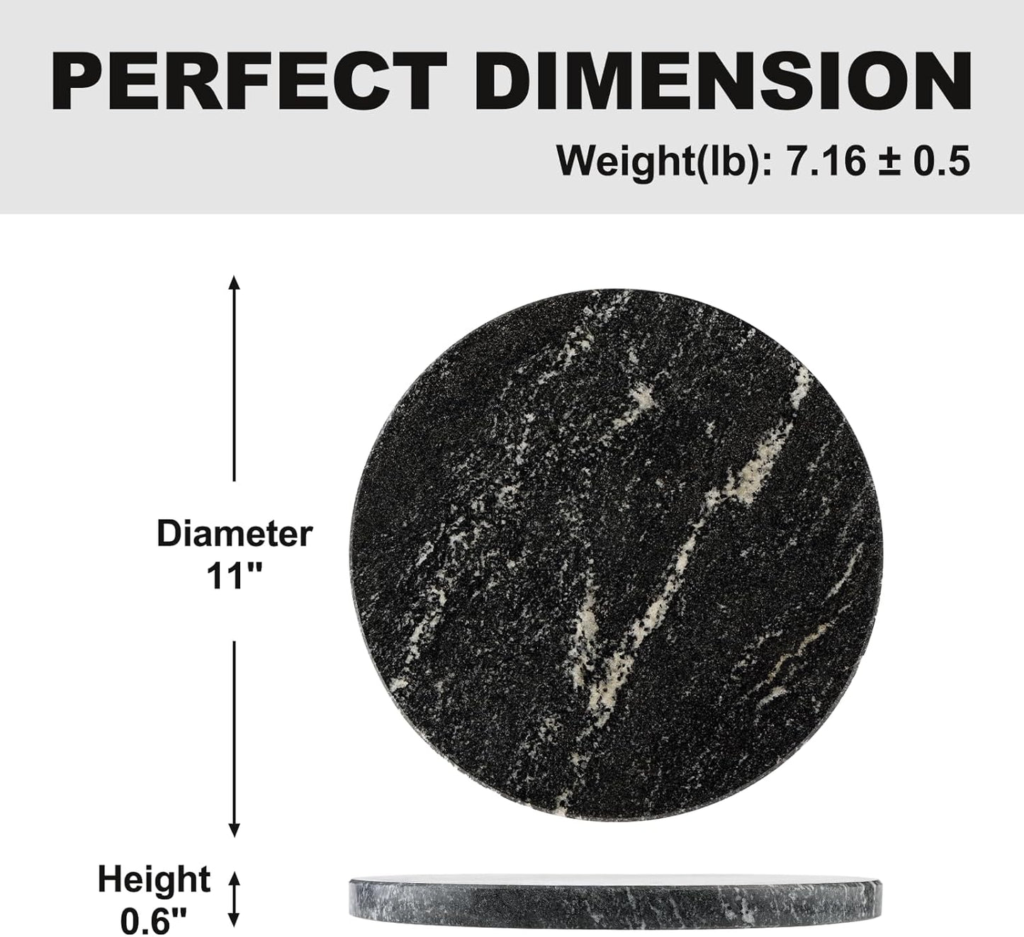 Koville Brazilian Natural Marble Cutting Board for Kitchen, 11inch Round Hand Crafted Marble Slab for Cheese, Charcuterie, Pastry Board - Wedding Gift, House Warming Gift(Via Lactea)