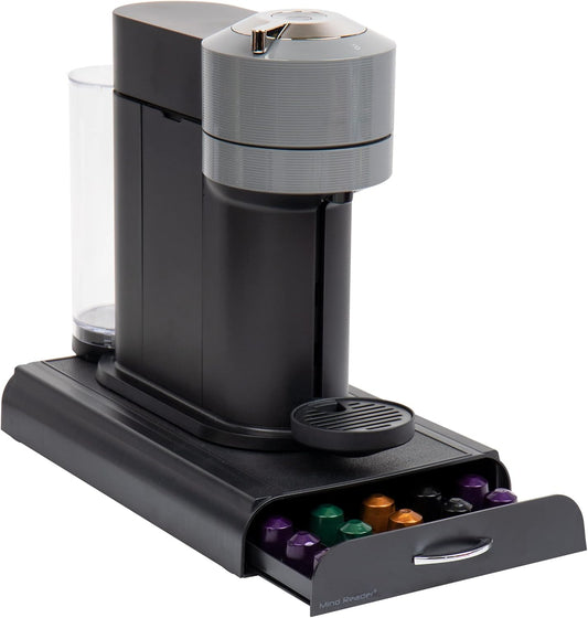 Mind Reader Nespresso Compatible Capsule Drawer, Countertop Organizer, Coffee Pod Holder, Storage, 9.25"L x 15"W x 2"H, Black