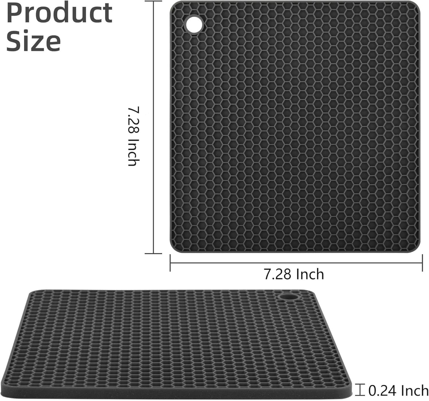 Silicone Trivets Mats, Silicone Hot Pads for Pot Holder, Square Trivets for Hot Dishes, Pots and Pans, Multi Purpose Hot Pads for Kitchen Counter, Non Slip Heat Resistant Mats Set 4 Navy