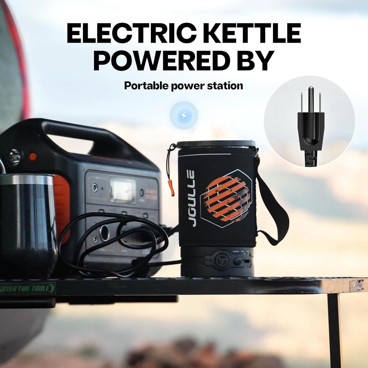 Joulle Kettle Pot, Portable Electric Kettle for Car and Truck, 500 W Small Travel Water Boiler, Non-propane Outdoor Electric Camping Stove, Camping Cooking Gear for Ev, Ov, Rv Trip