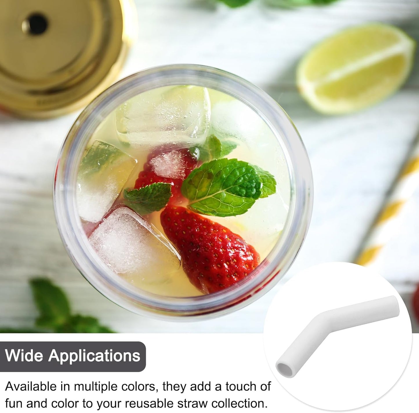 uxcell 6Pcs Silicone Straw Tips, Silicone Straw Elbows Tip, Soft Reusable Metal Straw Covers Fit for 10mm/0.39" OD Stainless Steel Straws, White