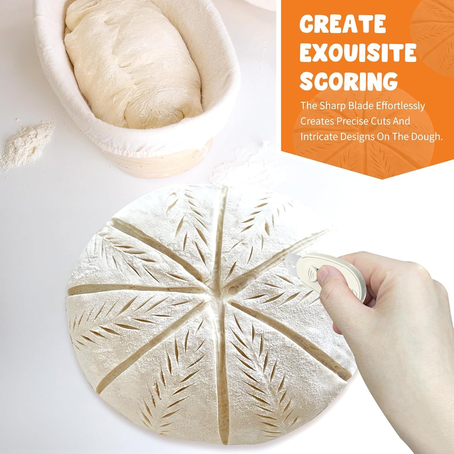 Extractable & Magnetic Bread Lame Dough Scoring Tool - Professional Sourdough Scoring Tool - Sourdough Bread Baking & Bread Scoring Tool - Scoring Patterns booklet & 5 Razor Blades (Cream)