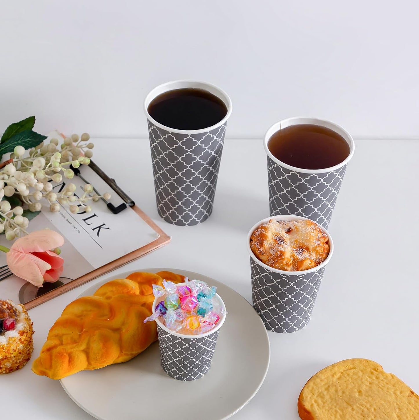Lamosi Coffee Cups 12OZ 500 Pack, Disposable Coffee Cup, Disposable Cups,12 oz Hot Cups,12 oz Paper Insulated Cup for Cold Hot Drinks (No Lids)