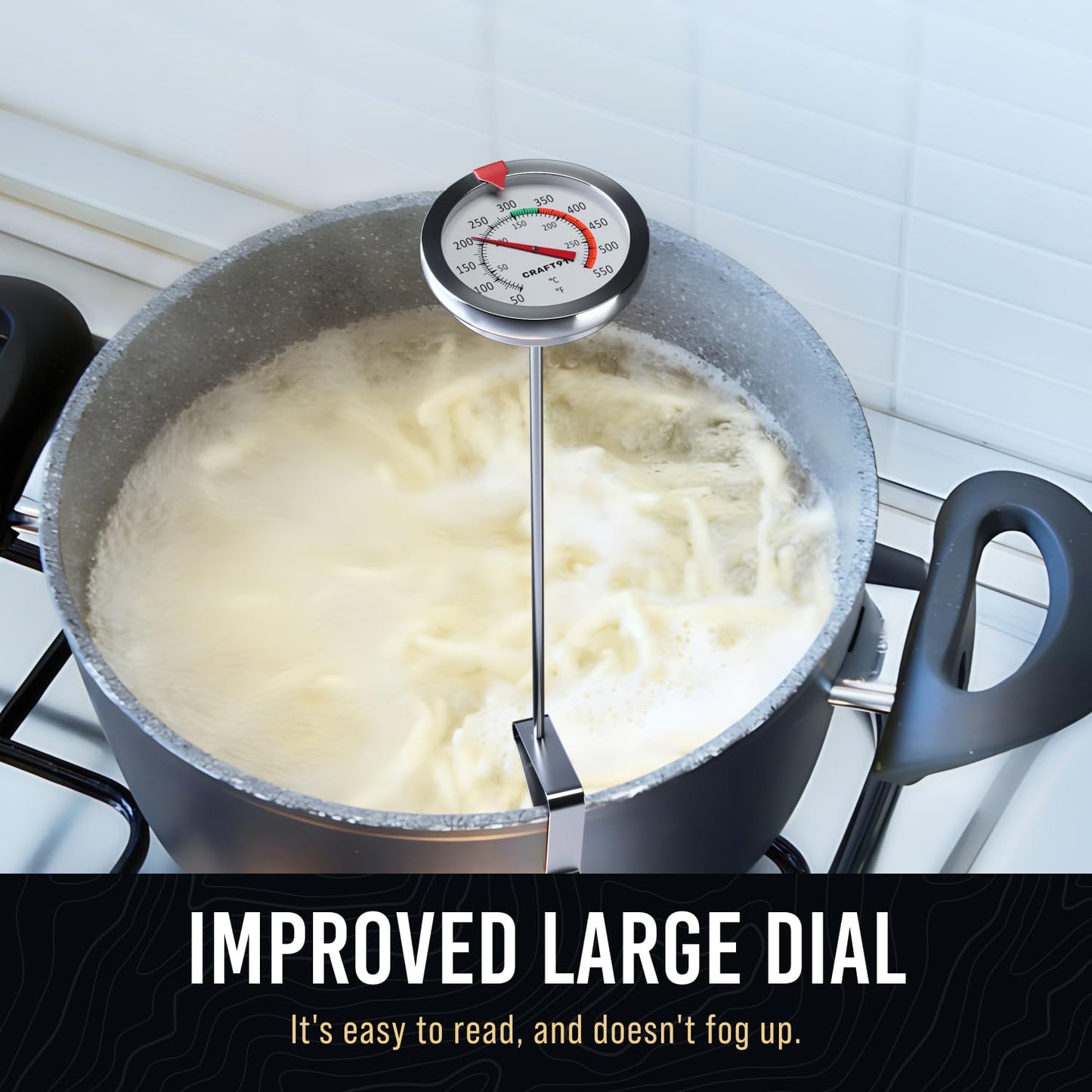 Candy Thermometer with Pot Clip - Deep Fry Oil for Frying and Candle Making - 2 Pack