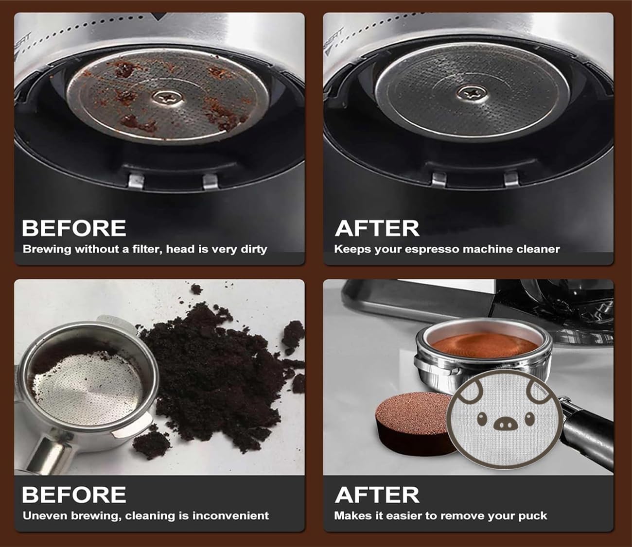51mm Espresso Puck Screen, Lower Shower Screen, Metal Coffee Reusable Filter for 51mm Espresso Portafilter Basket, 1.7 Thickness(Panda)