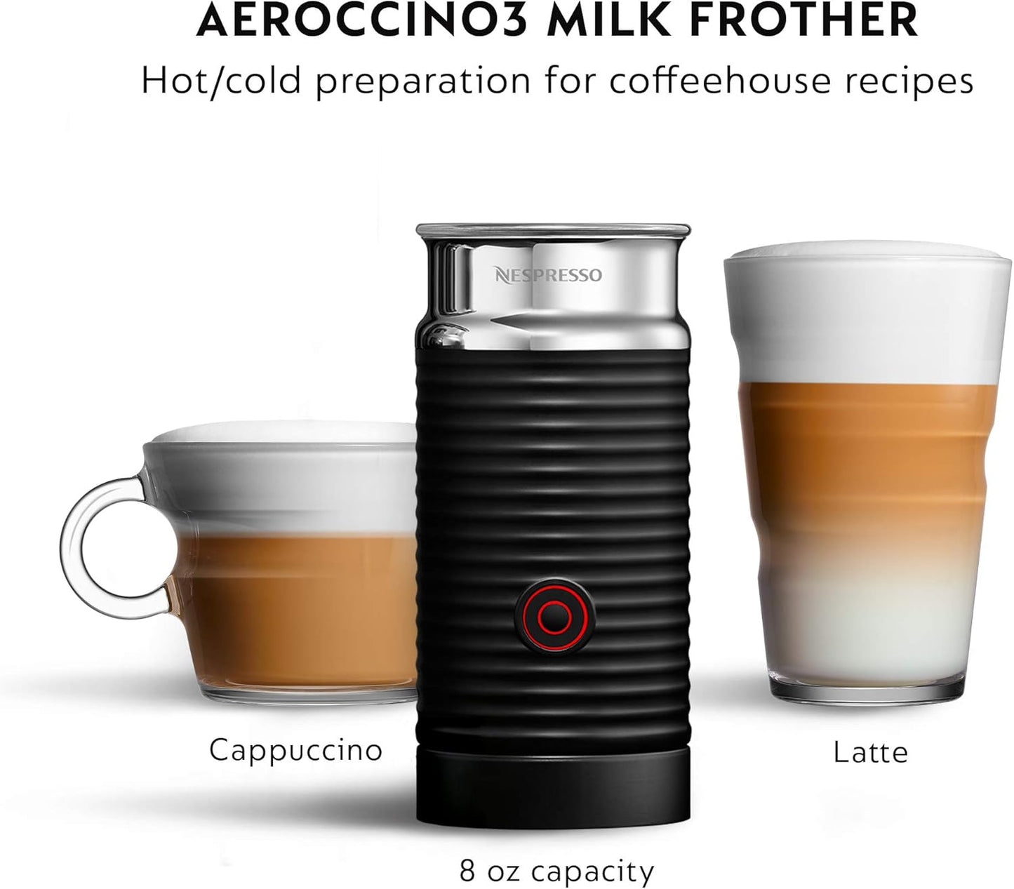Nespresso Vertuo Plus Deluxe Coffee and Espresso Maker by De'Longhi, Matte Black with Aeroccino Milk Frother