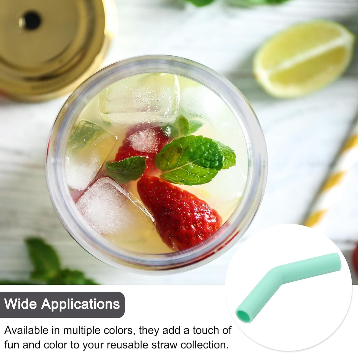 uxcell 6Pcs Silicone Straw Tips, Silicone Straw Elbows Tip, Soft Reusable Metal Straw Covers Fit for 10mm/0.39" OD Stainless Steel Straws, Mint Green