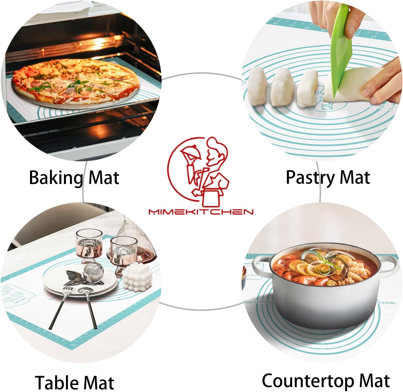 Silicone Pastry Mat for Dough Rolling, Silicone Baking Mat with Measurement, Nonslip Fondant/Pie Crust Mat for Making Cookies Macarons Baking Tools 32 x 24 Inch