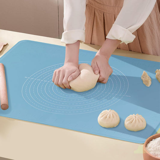 24"X16" Silicone Baking Mat Extra Large Non-stick Pastry Mat with High Edge, Dough Rolling Board for Pastry, Macarons, Pies, Bread, Cookies, Pizza, Fondant, Pasta, Food Grade Silicone Baking Supplies