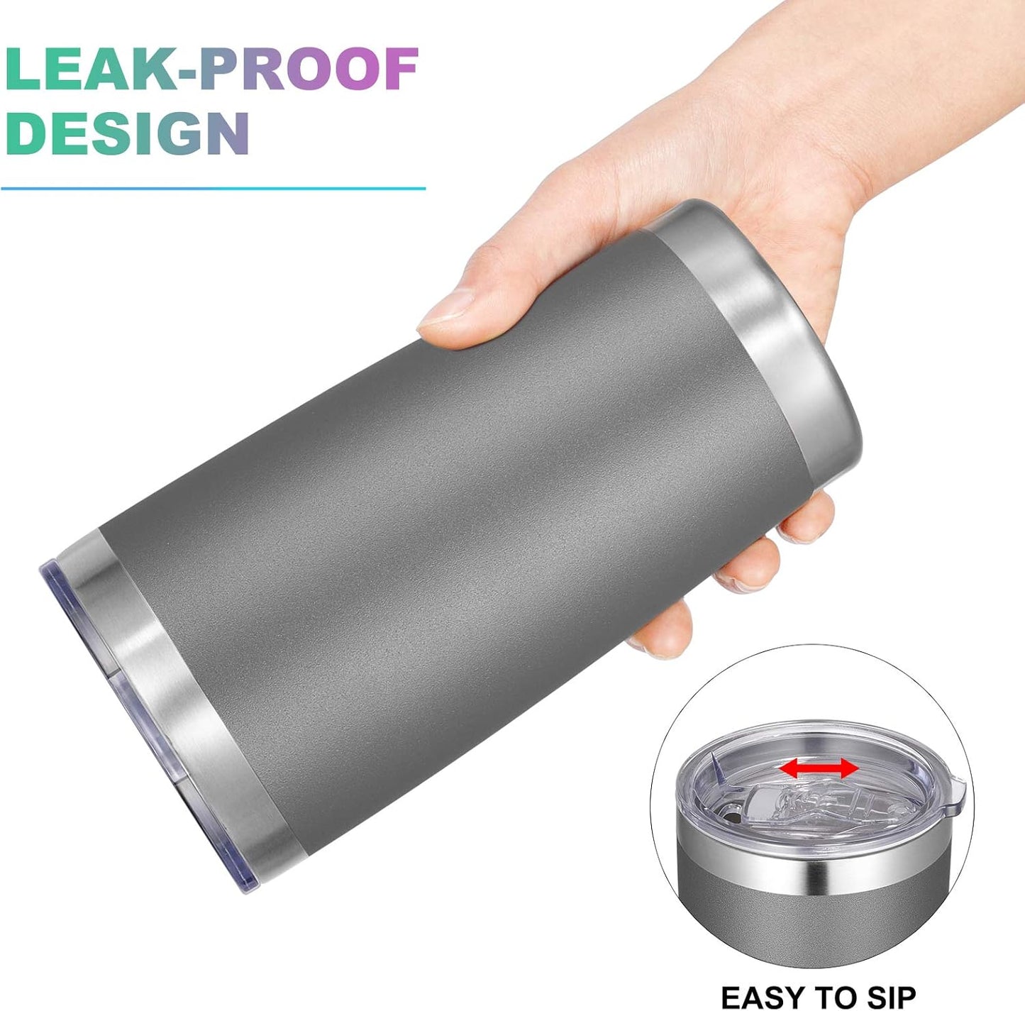 VEGOND 20oz Tumbler with Lid and Straw Stainless Steel Tumbler Cup Bulk Vacuum Insulated Double Wall Travel Coffee Mug Powder Coated Coffee Cup(Grey 12 Pack