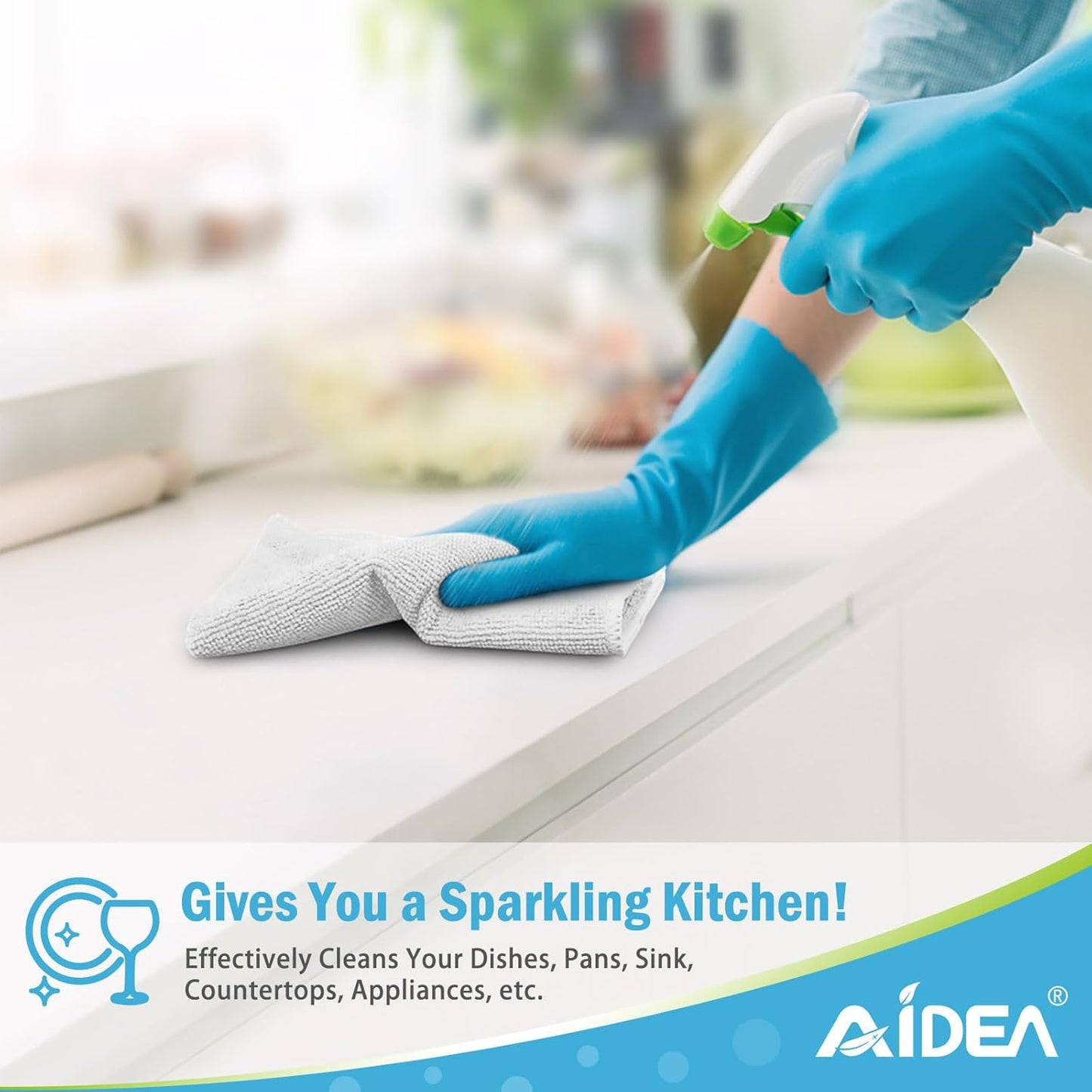 AIDEA Microfiber Cleaning Cloth 100PK, Soft Microfiber Towels for Cars, Absorbent Cleaning Rags, Lint-Free Streak-Free Wash Cloths for House, Kitchen, Window(12inx12in), White