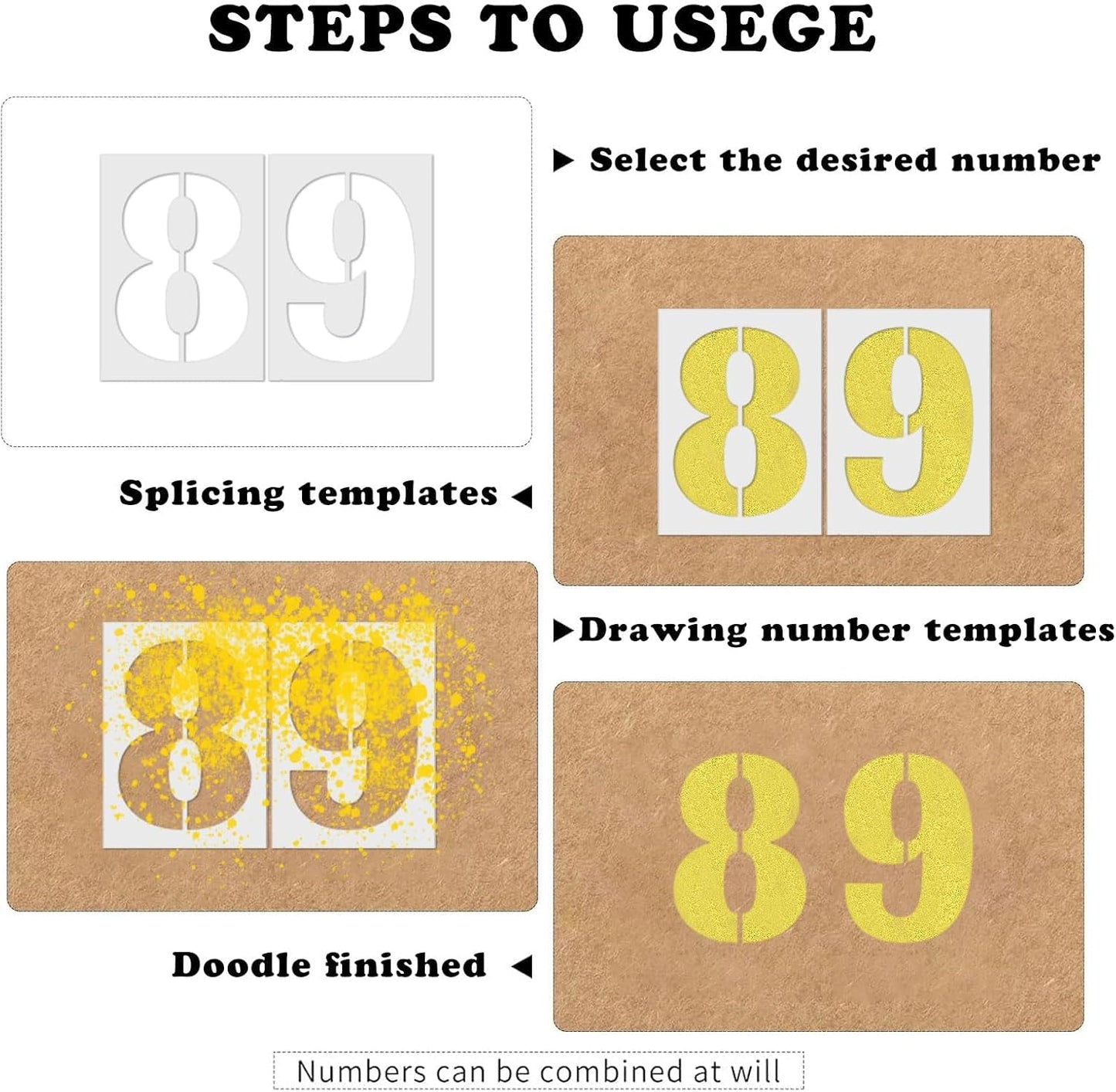 18 Inch Number Stencils Set, Large 0-9 Plastic Address Number Stencils Reusable Cake Digital Templates for Painting on Wall,Wood,Parking Lot,Mailbox and DIY Art Projects