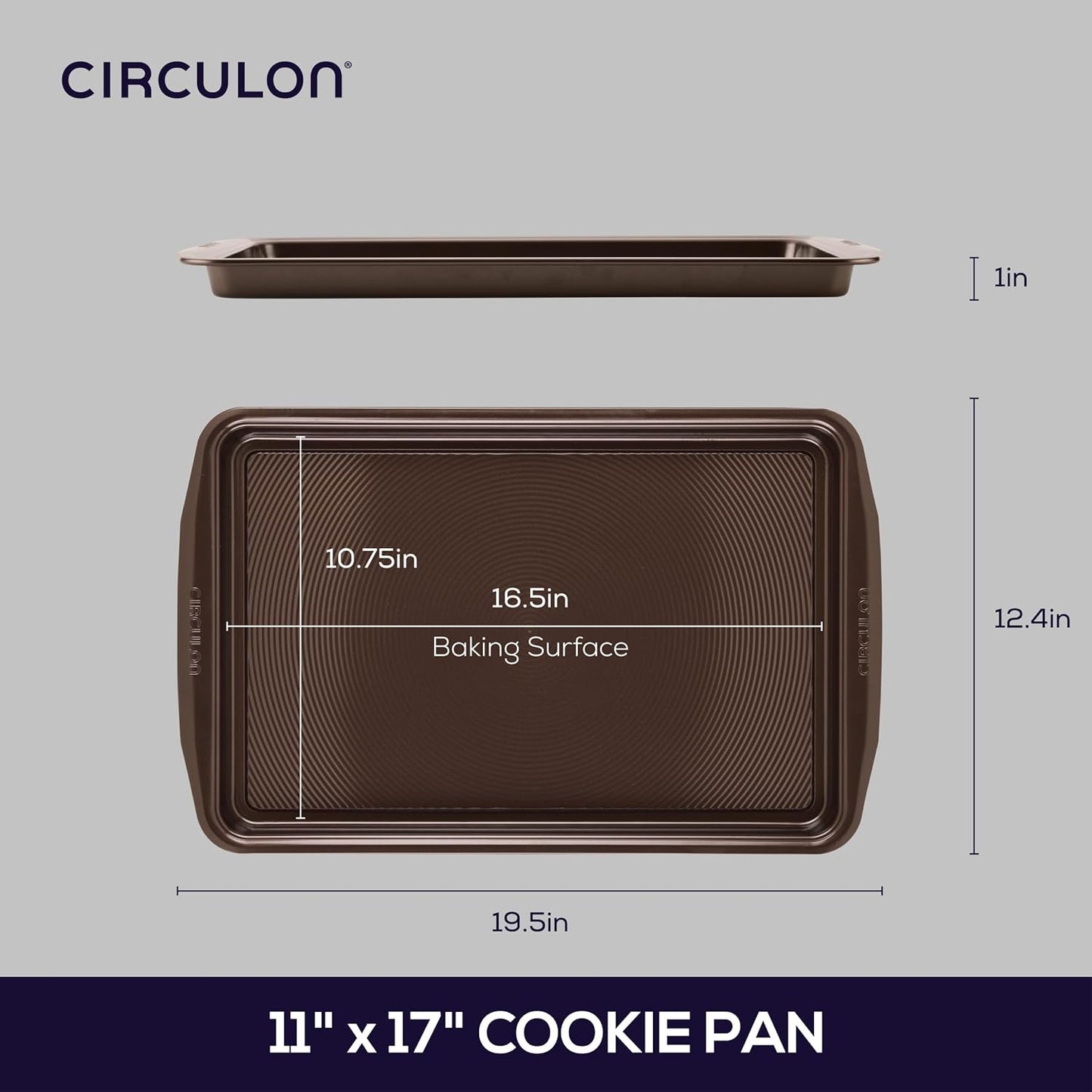 Circulon Nonstick Bakeware, Nonstick Cookie Sheet / Baking Sheet - 11 Inch x 17 Inch, Chocolate Brown
