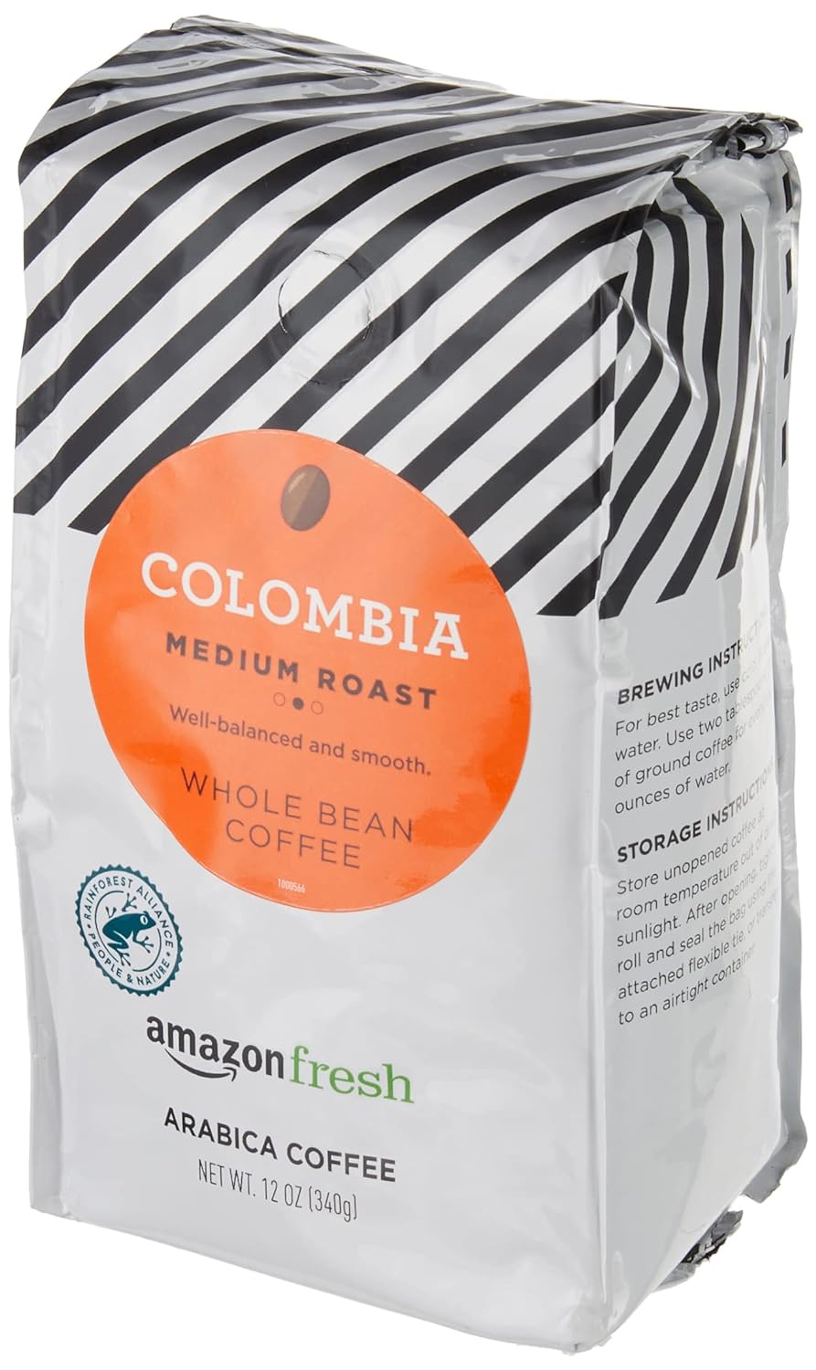 Amazon Fresh Colombia Whole Bean Coffee, Medium Roast, 12 Ounce (Pack of 3)