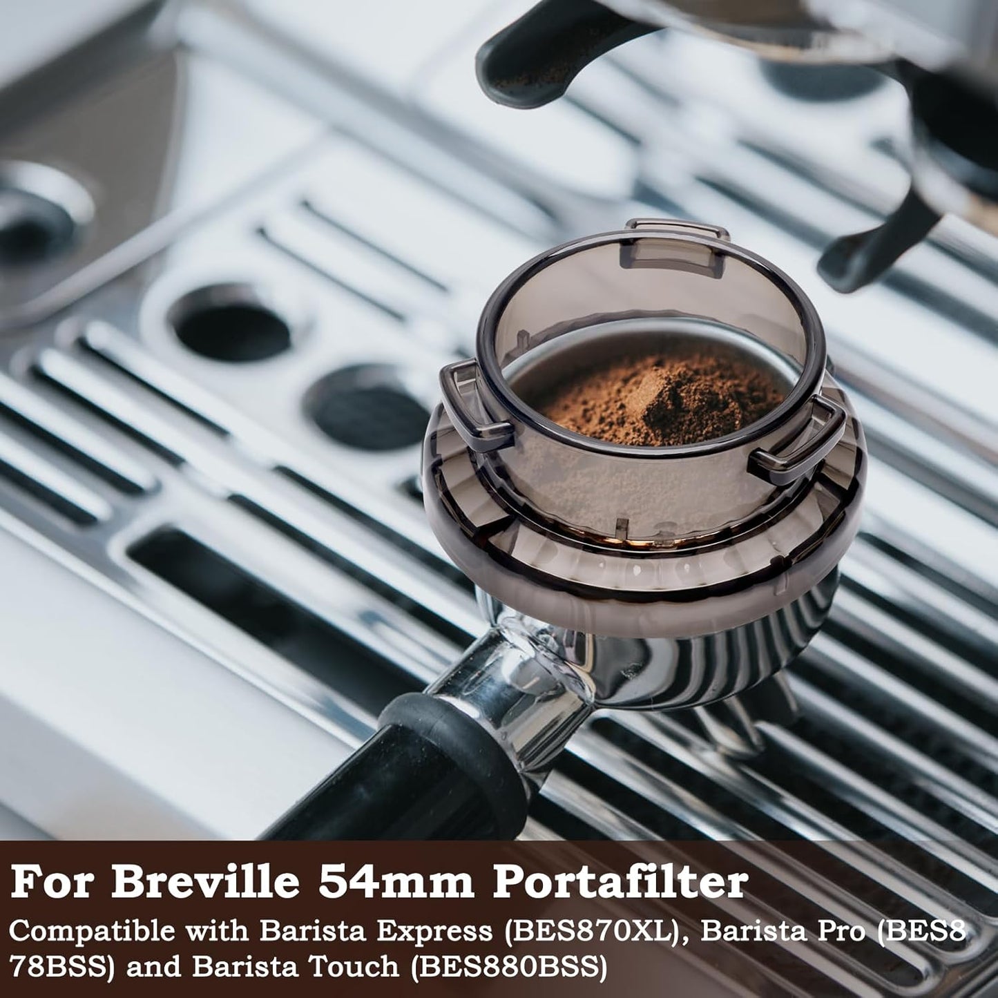 54mm Dosing Funnel with 53.5mm Puck Screen, Catcan Espresso Portafilter Funnel for Breville Series Barista