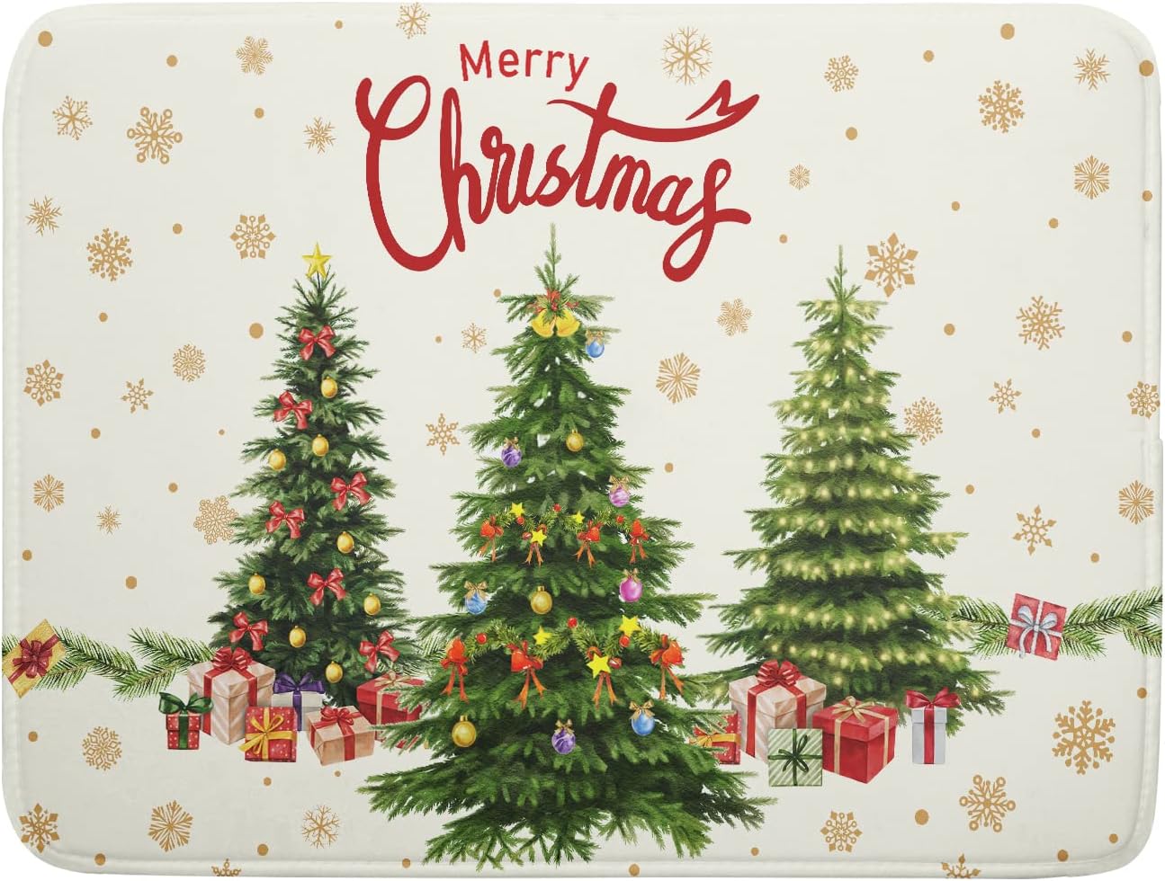 Christmas Tree Dish Drying Mat 18x24 for Winter Xmas Tree Snowflake Kitchen Counter Decor Absorbent Reversible Microfiber Xmas Tree Dishes Pad Dish Drainer Rack Mats Kitchen Accessories