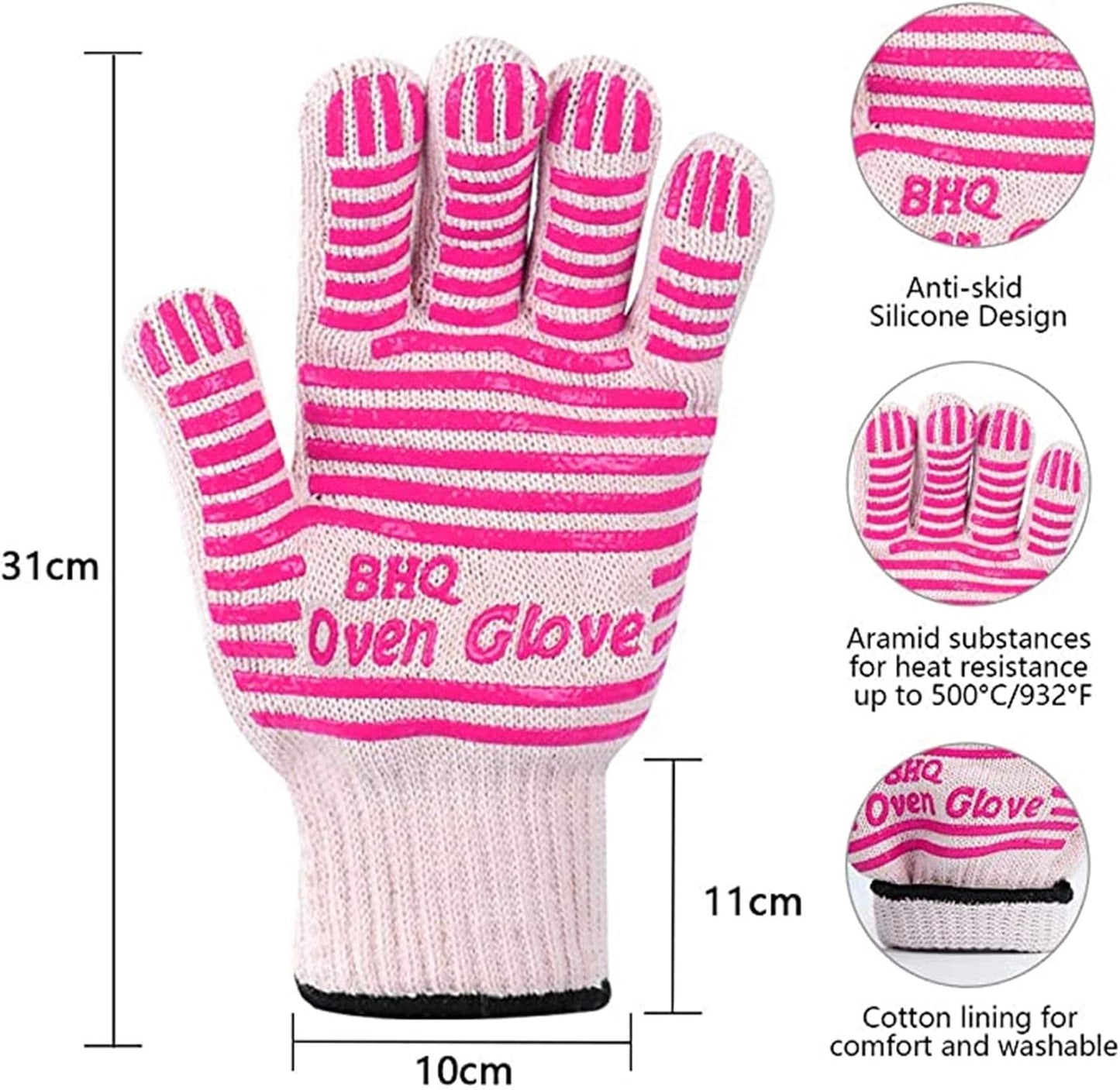 CZSYZCZS Extreme Heat Resistant Oven Gloves - 932F - Cooking Gloves for BBQ, Grilling, Baking,Cutting, Smoker Fireplace